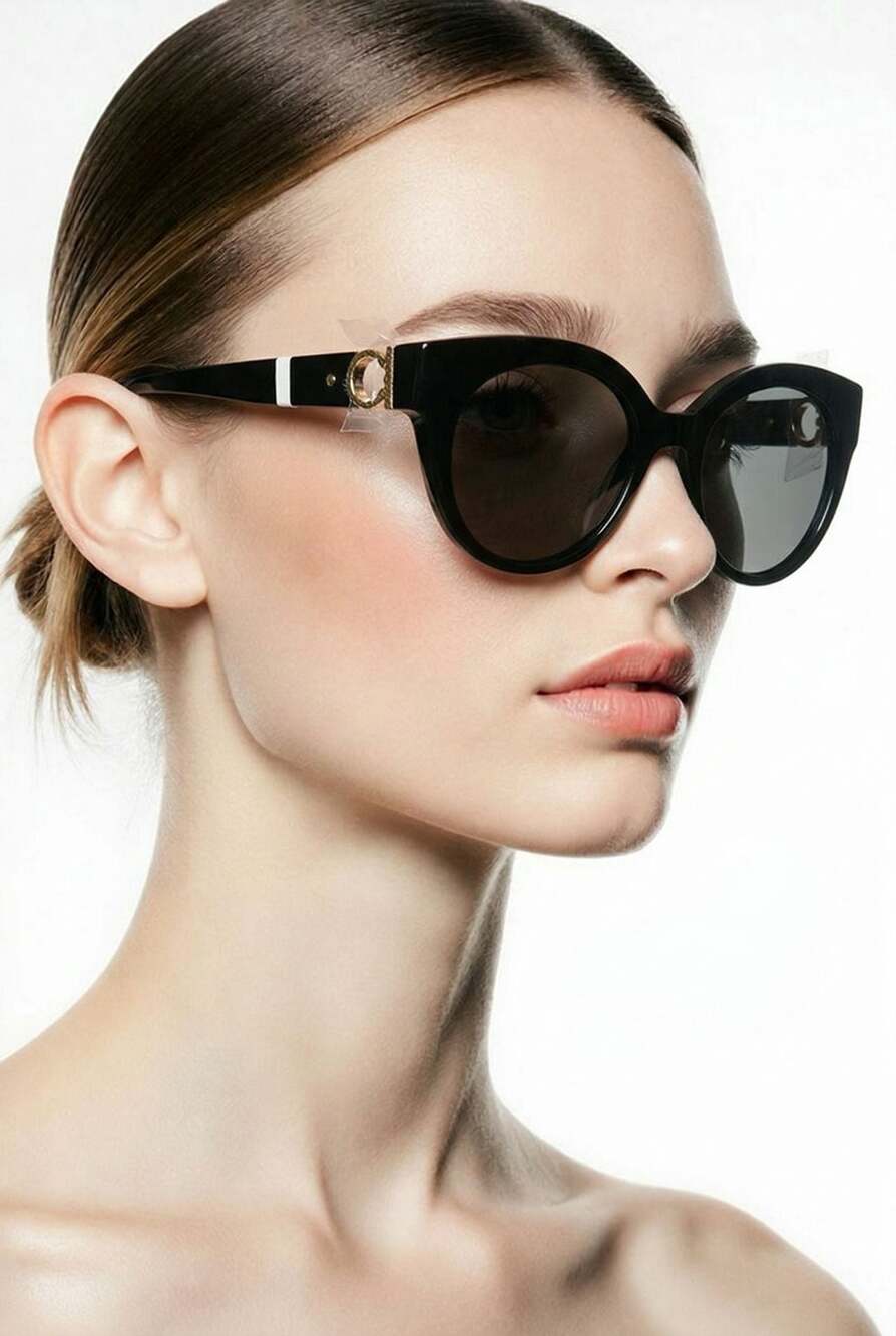 Salvatore Ferragamo SF1031S Black Gancini Logo Cat Eye Sunglasses